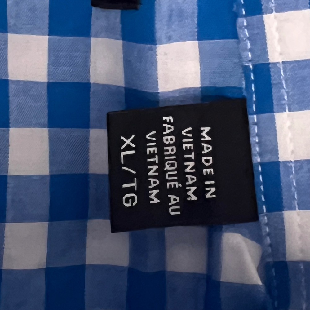 Greg Norman Button Down Shirt Mens L Teal Gingham Excellent Stretch Shark Logo - Picture 11 of 11